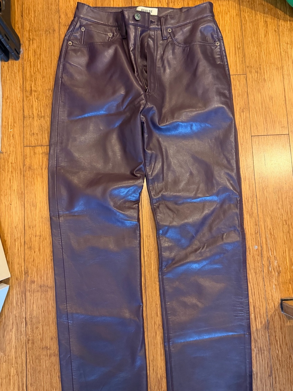 AGOLDE 90s Pinch high-rise faux leather pants purple